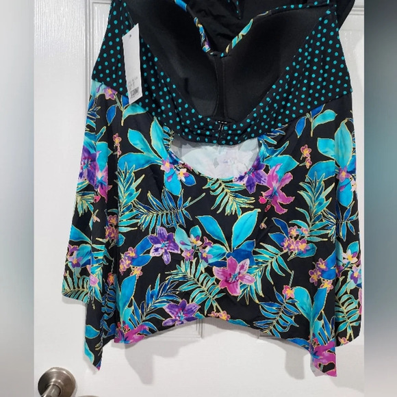 NWOT FullFitAll Swimsuits Bow Handkerchief Halter Tanikini and Bottom Set in 22 - Picture 9 of 15